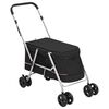 vidaXL Carrinho dobr&aacute;vel para c&atilde;es 100x49x96 cm tecido linho preto