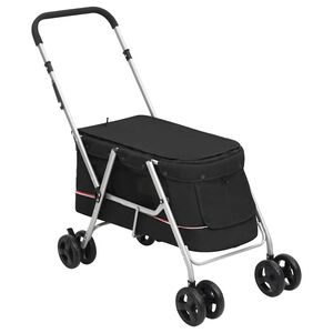 vidaXL Carrinho dobr&aacute;vel para c&atilde;es 100x49x96 cm tecido linho preto