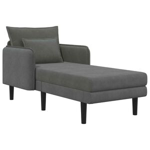 vidaXL Chaise longue grande Cinzento-Escuro Tecido de veludo c&ocirc;tel&eacute;