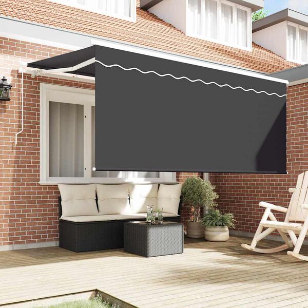 vidaXL Toldo Retr&aacute;til Riscas Manual Antracite 300 x 200 cm tecido