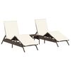 vidaXL Espregui&ccedil;adeiras com mesa 2 pcs vime PE castanho