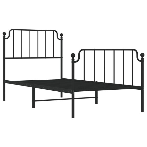 vidaXL Estrutura de cama com cabeceira e p&eacute;s 90x200 cm metal preto