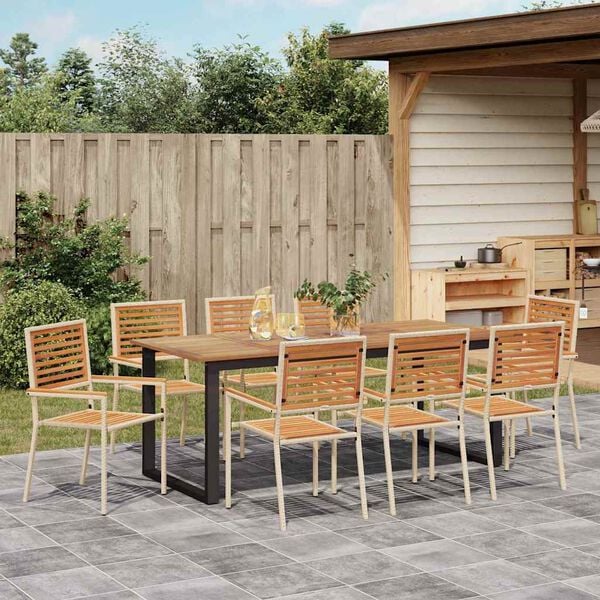 vidaXL Conjunto de Jantar para Jardim 9 pcs Bege