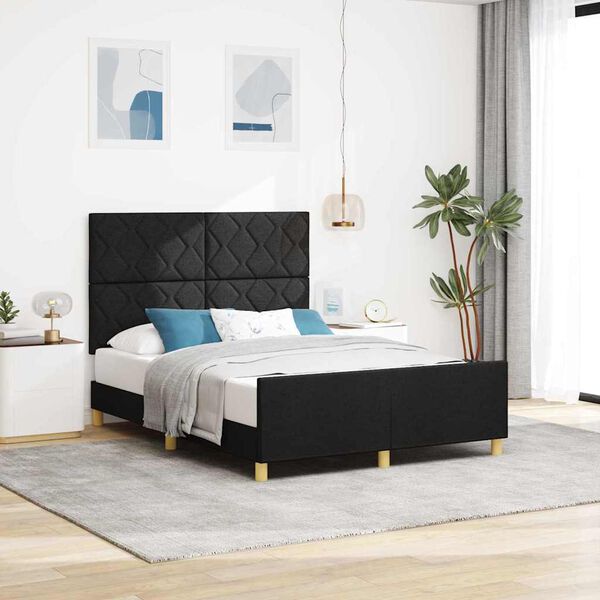 vidaXL Estrutura da Cama com cabeceira Preto 160 x 200 cm tecido