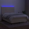 vidaXL Cama box spring c/ colch&atilde;o e LED 140x200 cm tecido cor creme