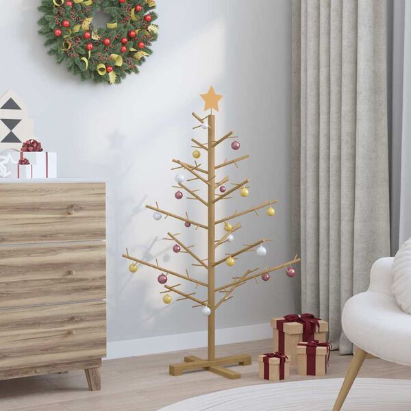 vidaXL &Aacute;rvore de Natal de Madeira com suporte Castanho 125 cm