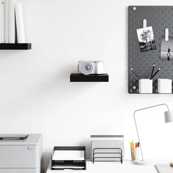vidaXL Prateleira parede suspensa 23x23,5x3,8 cm MDF preto brilhante