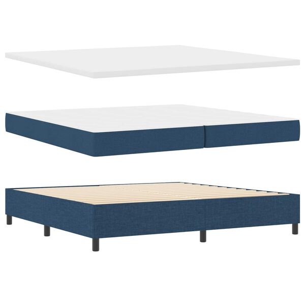 vidaXL Cama Box com colch&atilde;o com led Azul 200 x 200 cm tecido