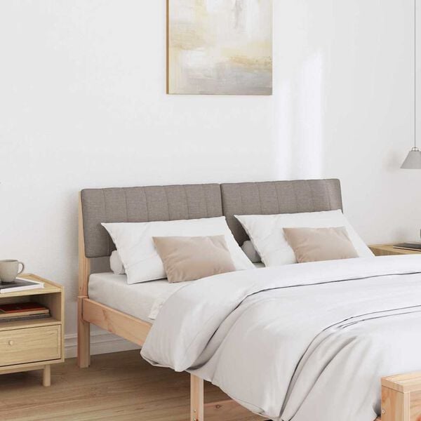 vidaXL Cabeceira estofada Cinzento-acastanhado 140 cm