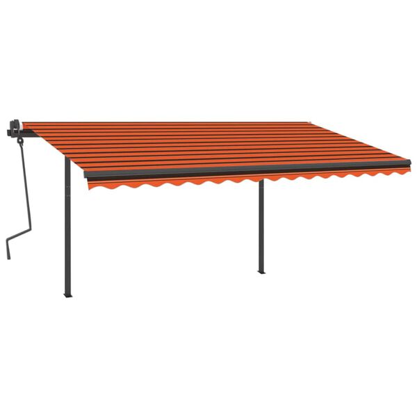 vidaXL Toldo autom&aacute;tico c/ LED e sensor de vento 4x3m laranja/castanho