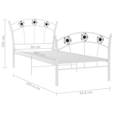 vidaXL Estrutura de cama com design de futebol 90x200 cm metal branco