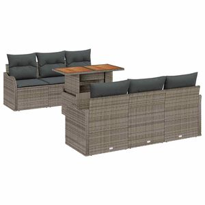 vidaXL Conjunto de Sof&aacute; de Jardim 7 unid. Cinzeto Rattan Sint&eacute;tico