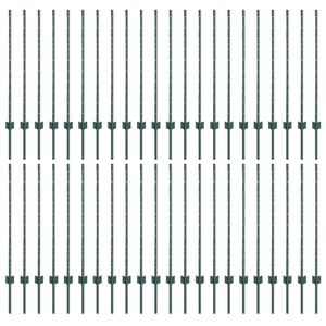 vidaXL Poste de Cerca Embutido 44 unid. Verde 140 cm