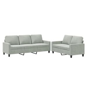 vidaXL 2 pcs conjunto de sof&aacute;s com almofad&otilde;es veludo cinzento-claro