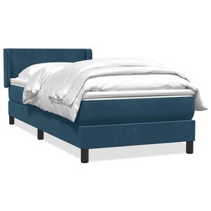 vidaXL Cama com molas/colch&atilde;o 80x220 cm veludo azul-escuro