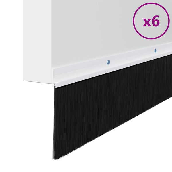 vidaXL Selos de Escovas para Porta com Parafuso 6 pcs Branco 100 cm