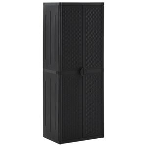 vidaXL Arm&aacute;rio de arruma&ccedil;&atilde;o para jardim 65x45x172 cm vime PP preto