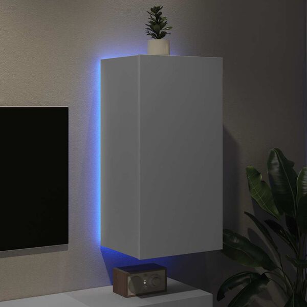 vidaXL M&oacute;vel de parede para TV com luzes LED 40,5x35x80 cm branco