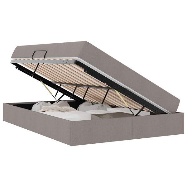 vidaXL Cama com arruma&ccedil;&atilde;o e colch&atilde;o Cinzento-acastanhado 140 x 200 cm