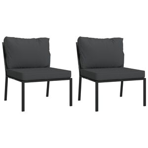 vidaXL Cadeiras de jardim c/ almofad&otilde;es cinzentos 2 pcs 60x74x79cm a&ccedil;o
