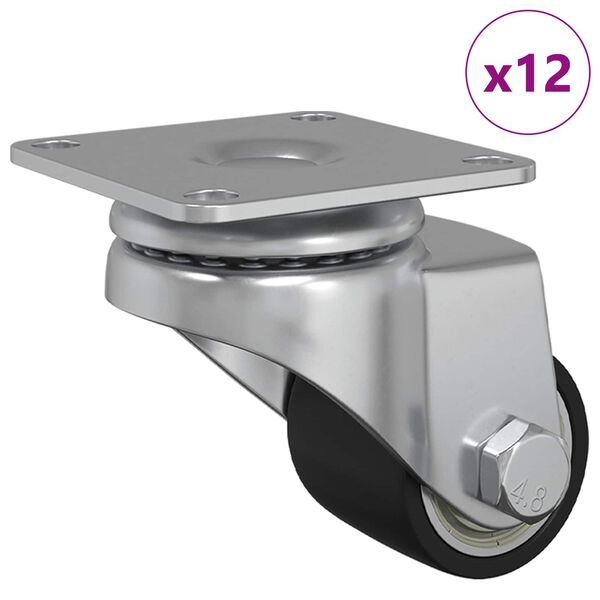 vidaXL Roda 12 pcs Prateado 50 mm N&aacute;ilon