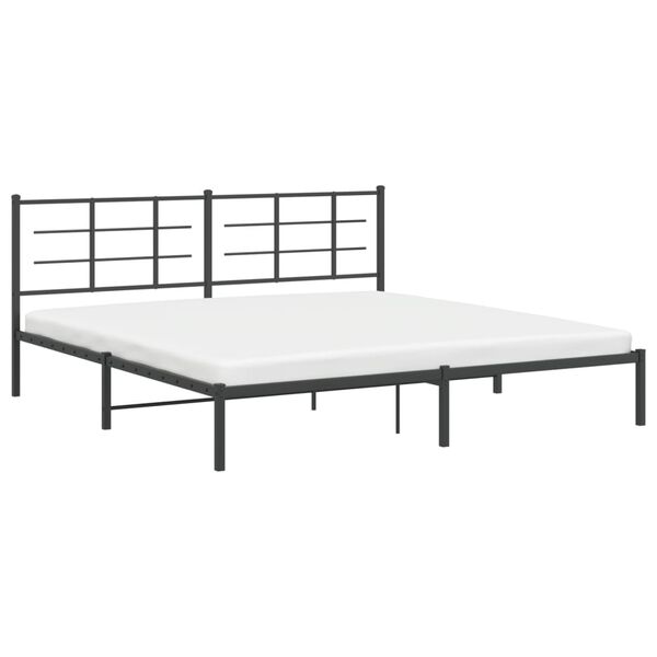 vidaXL Estrutura de cama com cabeceira 193x203 cm metal preto