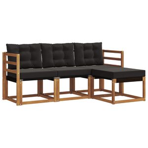 vidaXL Conjunto de Sof&aacute;s para Exterior 4 pcs Natural e Preto