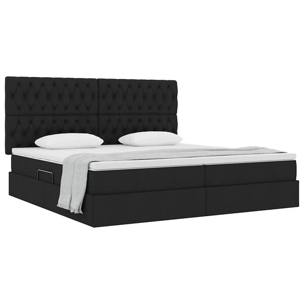 vidaXL Cama com arruma&ccedil;&atilde;o e colch&atilde;o Preto 200 x 200 cm Poli&eacute;ster