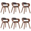 vidaXL Cadeiras de jantar 6 pcs tecido/madeira curvada cinzento-escuro