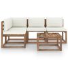 vidaXL 5 pcs conjunto lounge de jardim c/ almofad&otilde;es cor creme