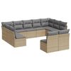 vidaXL 11 pcs conjunto sof&aacute;s de jardim c/ almofad&otilde;es vime PE bege
