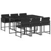 vidaXL 7 pcs conjunto de jantar p/ jardim c/ almofad&otilde;es vime PE preto