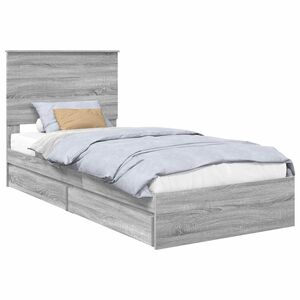vidaXL Cama com Armazenamento com cabeceira Cinza Sonoma 90 x 200 cm