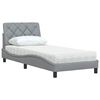 vidaXL Cama com colch&atilde;o 90x190 cm tecido cinzento-claro