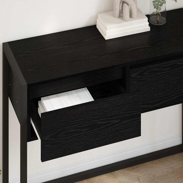 vidaXL Mesa de apoio com gaveta Carvalho Preto 100 x 36 x 75 cm