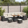 vidaXL Conjunto de Sof&aacute; de Jardim com almofada 9 pcs Preto vime PE