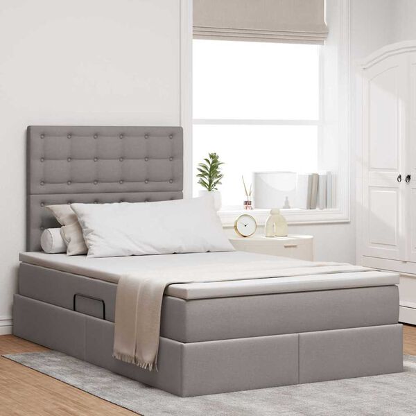 vidaXL Cama com arruma&ccedil;&atilde;o e colch&atilde;o Cinzento-acastanhado 120 x 190 cm