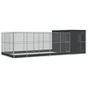 vidaXL Avi&aacute;rio com extens&atilde;o 704x303x216 cm a&ccedil;o prateado