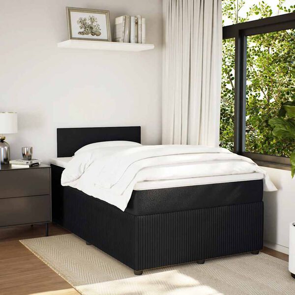 vidaXL Cama boxspring com colchão 120x190 cm veludo preto