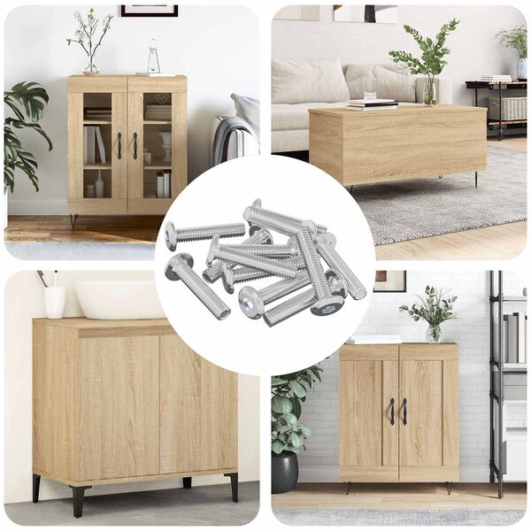 vidaXL Parafuso de Trava Liso 12 pcs Prateado M6 x 30 mm A&ccedil;o