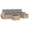 vidaXL 6 pcs conj. sof&aacute;s jardim c/ almofad&otilde;es vime PE bege misturado