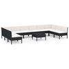 vidaXL 11 pcs conjunto lounge de jardim c/ almofad&otilde;es vime PE preto