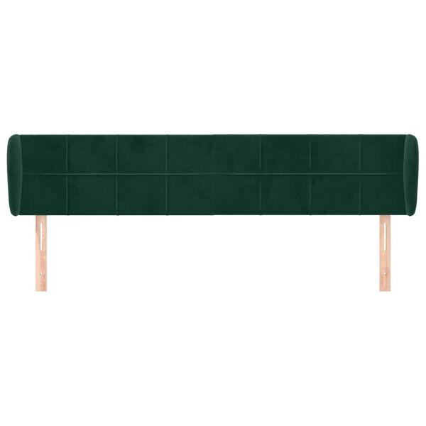 vidaXL Cabeceira de cama c/ abas veludo 163x23x78/88cm verde-escuro