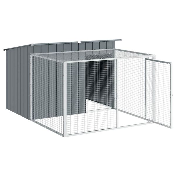 vidaXL Casota para c&atilde;es com corredor antracite 153x194x110 cm a&ccedil;o galvanizado