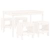 vidaXL 5 pcs conj. de jantar p/ jardim madeira de pinho maci&ccedil;a branco
