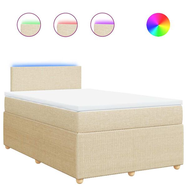vidaXL Cama boxspring com colch&atilde;o 120x190 cm tecido cor creme