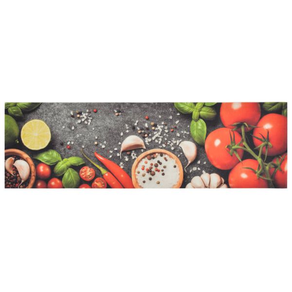 vidaXL Tapete de cozinha lavável 45x150 cm veludo padrão vegetais