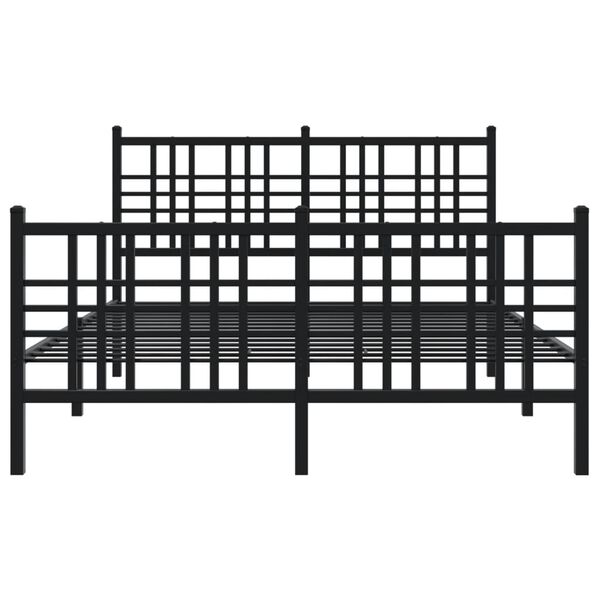 vidaXL Estrutura de cama com cabeceira e p&eacute;s 120x190 cm metal preto