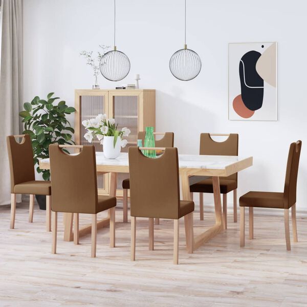 vidaXL Cadeiras de jantar 6 pcs tecido castanho