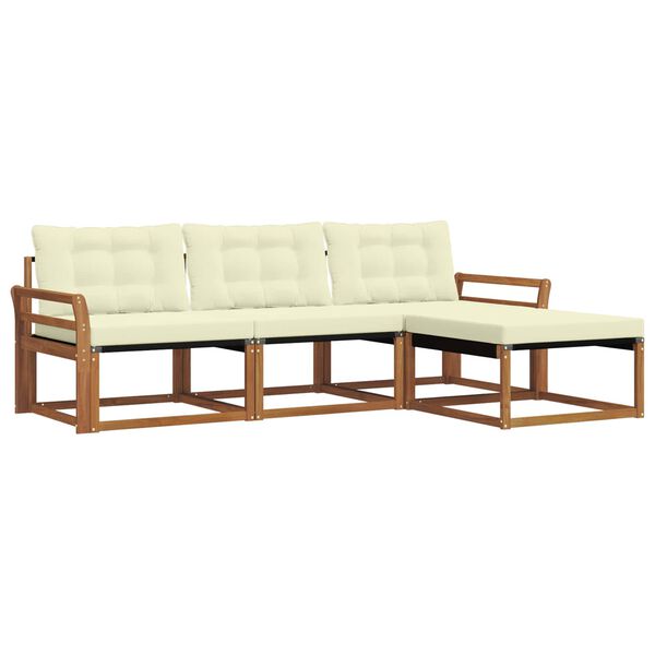 vidaXL Conjunto de Sof&aacute;s para Exterior 4 pcs Natural e Creme